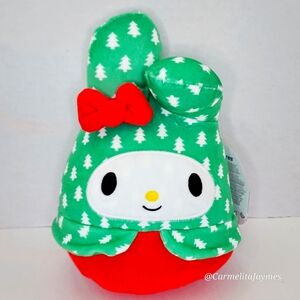 🎄 MY MELODY 🐰 Green & Red Hello Kitty Sanrio Christmas 2024 Squishmallow NWT